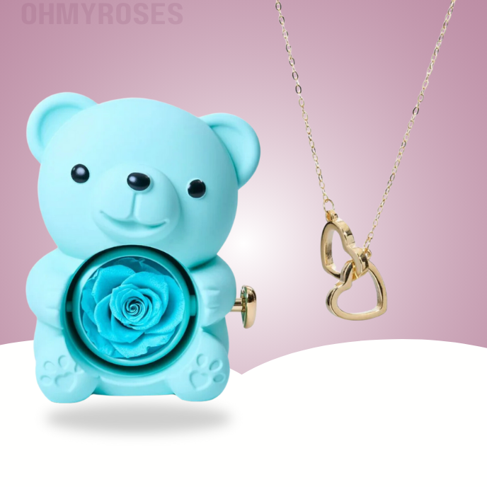 Eternal Rose Bear And Personalized Necklace