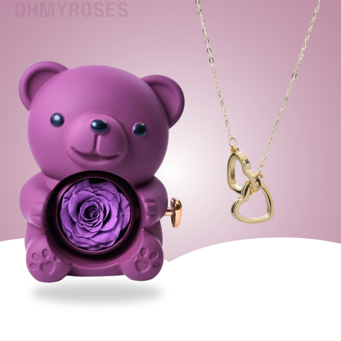 Eternal Rose Bear And Personalized Necklace