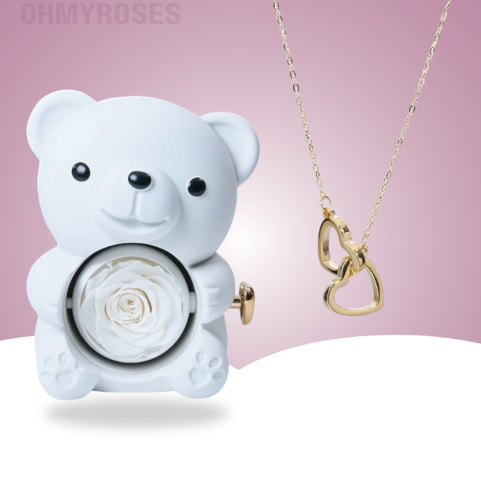 Eternal Rose Bear And Personalized Necklace