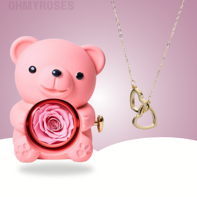 Eternal Rose Bear And Personalized Necklace